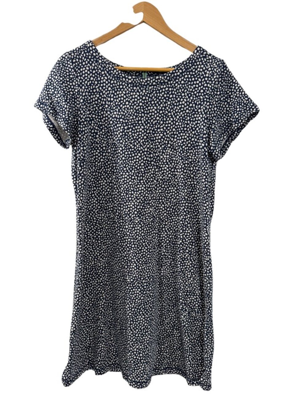 Hatley Navy White Dot Print Stretch Jersey Dress L Mint Back Zip